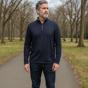 Coral Bay Golf LOT/2 Men XL Lightweight Blue Long Sleeve Zip Pullover Jacket Y2K